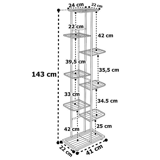 Stalak za cvijeće 8 razina NEST crni