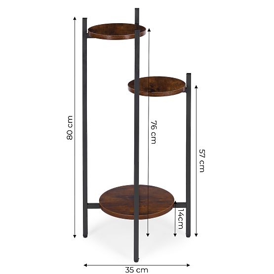 Stalak za cvijeće, stalak za cvijeće, dekoracija, 3 razine, loft ModernHome
