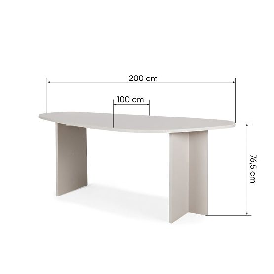 Stol s nepravilnom pločom Zeva 200 cm, kašmir