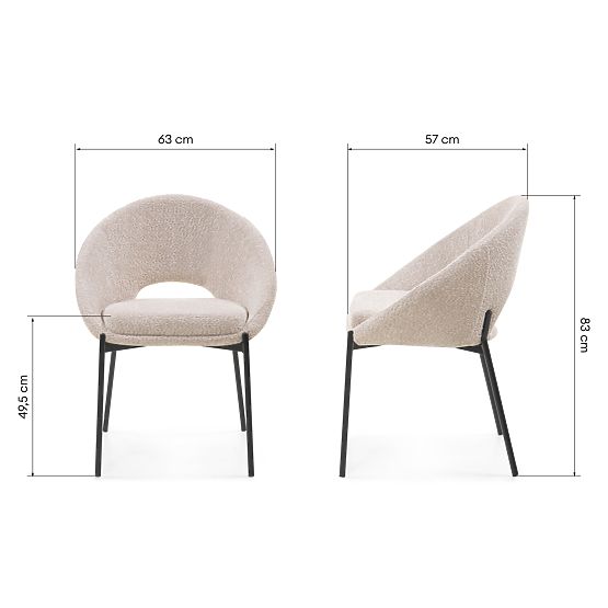 Stolica s otvorom u naslonu Luigi bež/crne noge