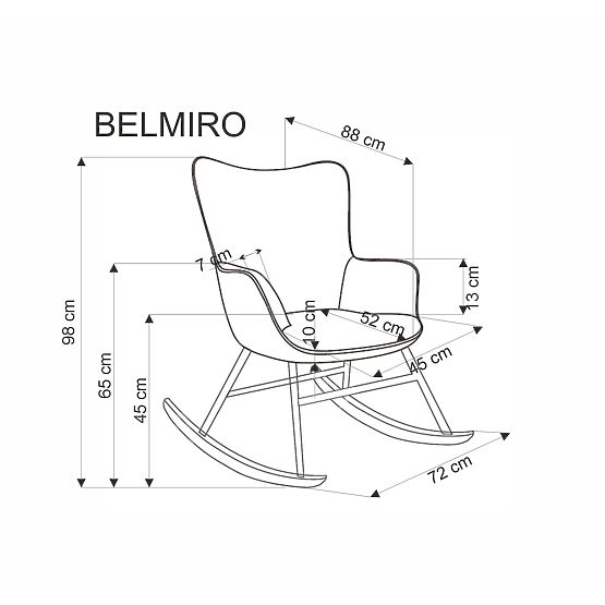 Stolica za ljuljanje BELMIRO - samt sivi