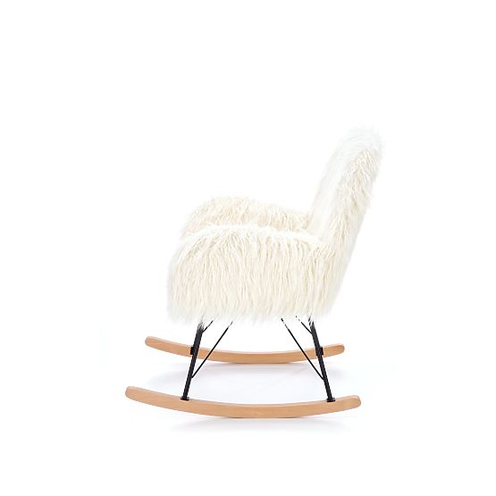 Stolica za ljuljanje od umjetnog krzna AUSTIN - krem