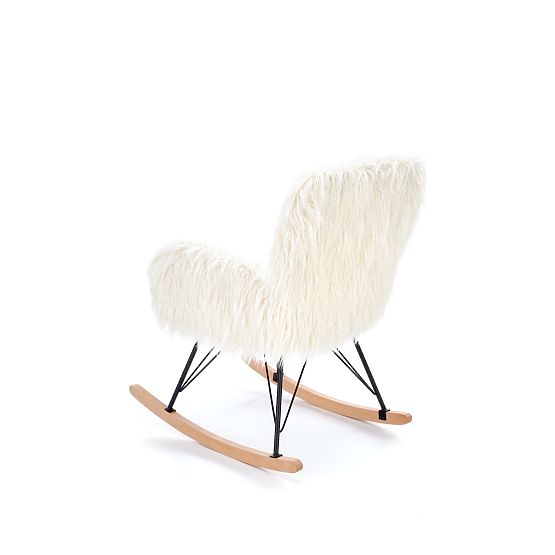 Stolica za ljuljanje od umjetnog krzna AUSTIN - krem