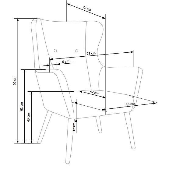 Tapecirana fotelja COTTO - tamno siva