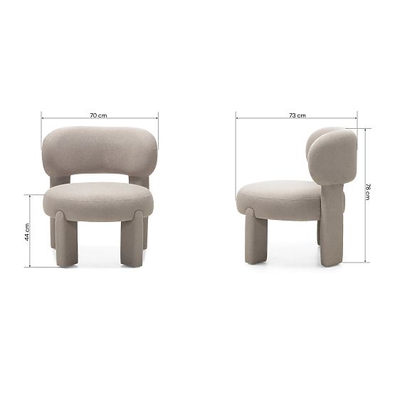 Tapecirana fotelja Falone sivo-bež, boucle, zaobljena