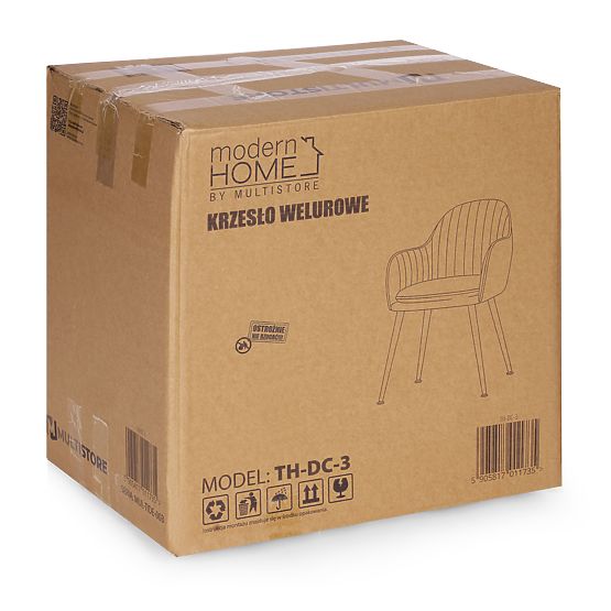 Tapecirana moderna baršunasta stolica za blagovaonicu i dnevni boravak krem ModernHome