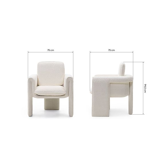 Tapecirana stolica Campat bijela, zaobljena