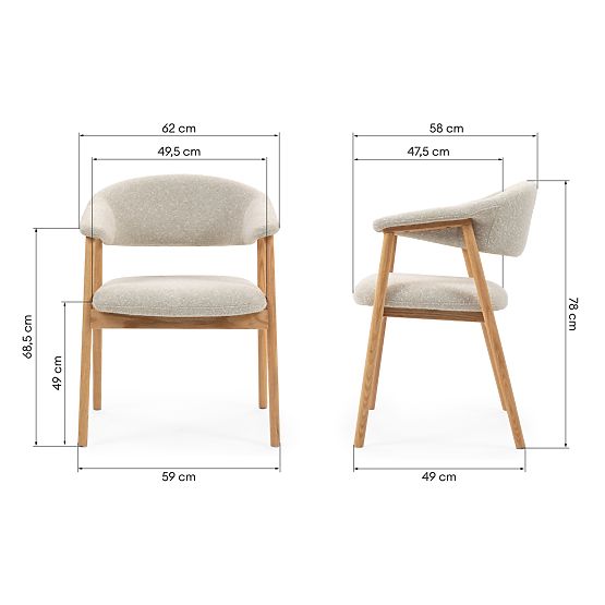 Tapecirana stolica Capri, svijetlo bež/hrastovo drvo