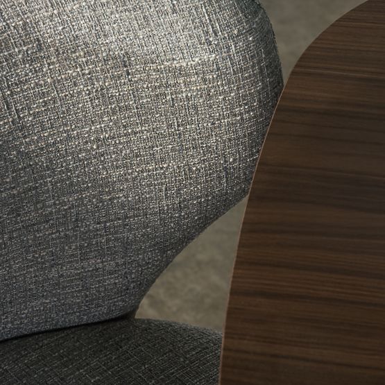 Tapecirana stolica Elaine bež-siva, zaobljeni oblici