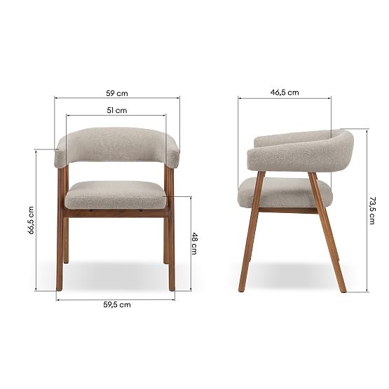 Tapecirana stolica Giovani, svijetlosmeđa/hrastovo drvo, zaobljena