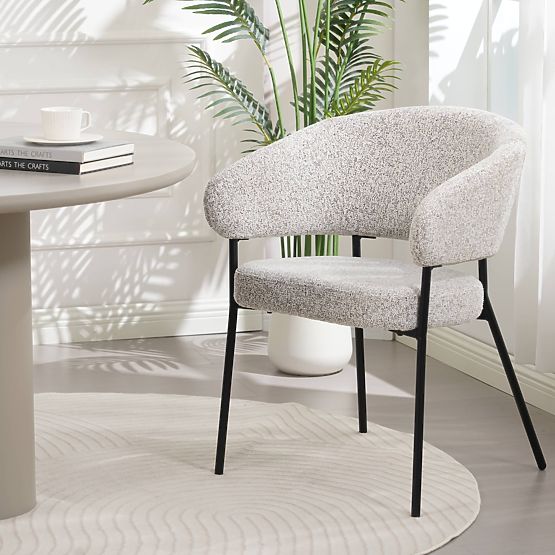 Tapecirana stolica Lamu, bež melange/crne noge