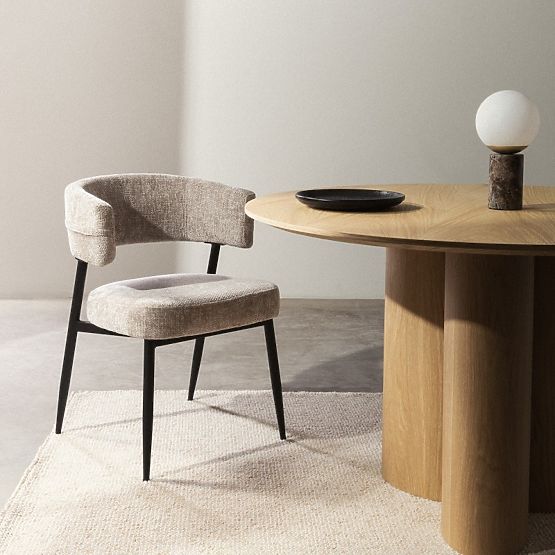 Tapecirana stolica Rosario bež/crne noge