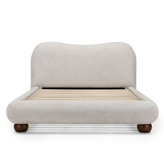 Tapecirani krevet Bowee 160x200 cm, sa stelažem, svijetlo bež, noge kugle