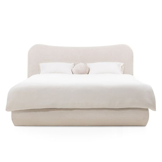 Tapecirani krevet Derry 160x200 cm, s podnicom i spremištem, zaobljen, bež