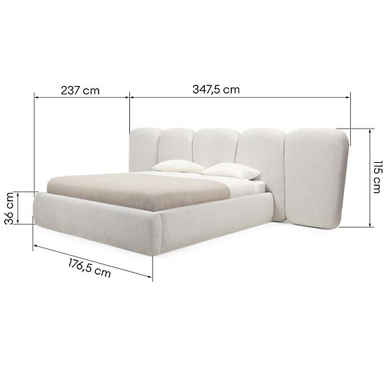 Tapecirani krevet Fencee 160x200 cm, s letvicama, zaobljen, svijetlo bež