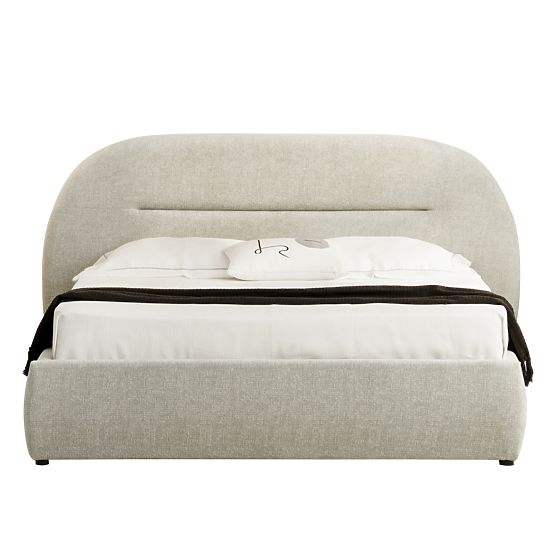 Tapecirani krevet Luno 160x200 cm, s podnicom i spremištem, svijetlo bež, zaobljen