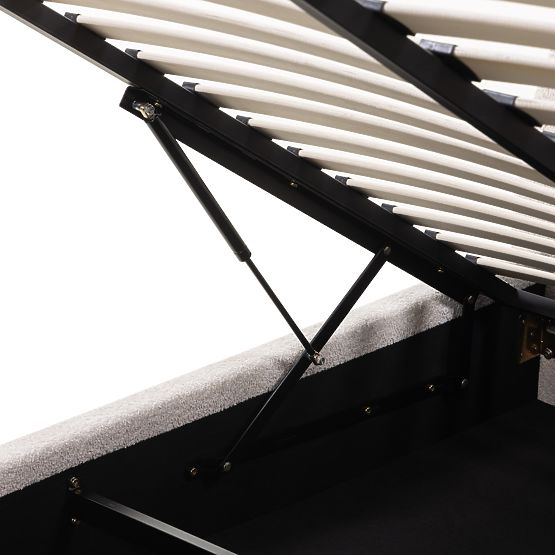 Tapecirani krevet Orbi 160x200 cm, s podnicom i spremištem, zaobljen, bež