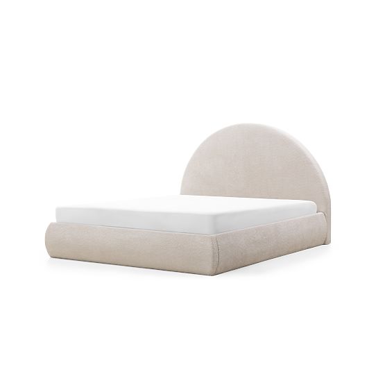 Tapecirani krevet Orbi 160x200 cm, s podnicom i spremištem, zaobljen, bež