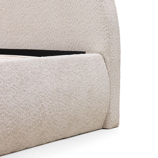 Tapecirani krevet Orbi 160x200 cm, s podnicom i spremištem, zaobljen, bež