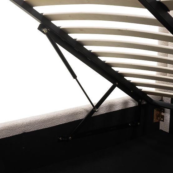 Tapecirani krevet Ovoid 160x200 cm, s podnicom i spremištem, zaobljen, bež