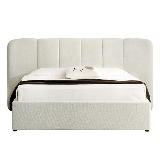 Tapecirani krevet Snoovia 160x200 cm, s podnicom i spremištem, svijetlo bež