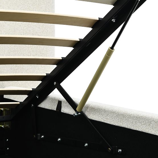 Tapecirani krevet Snoovia 160x200 cm, s podnicom i spremištem, svijetlo bež