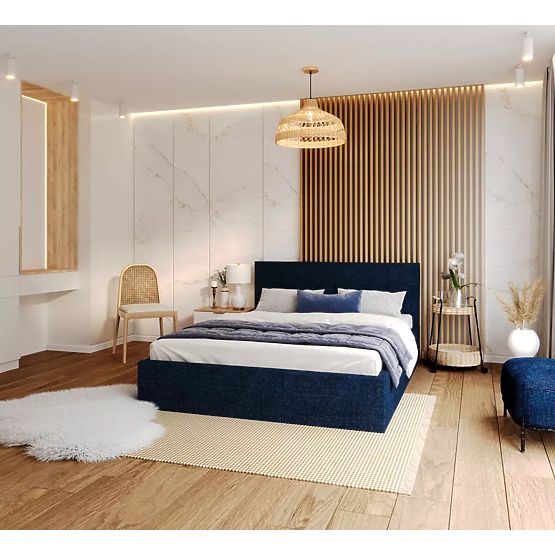 Tapecirani krevet TULSA 120 x 200 cm - Tamno plava