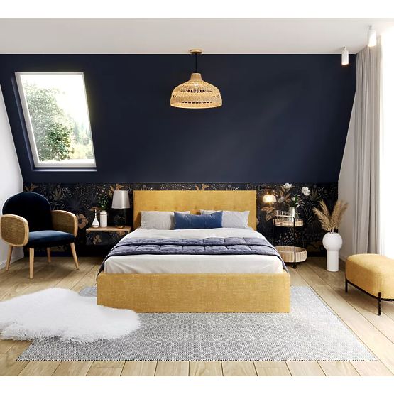 Tapecirani krevet TULSA 120 x 200 cm - Žuti