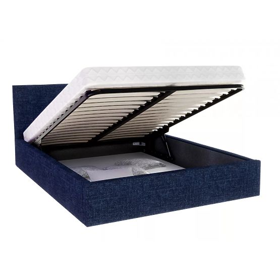 Tapecirani krevet TULSA 140 x 200 cm - Tamno plava