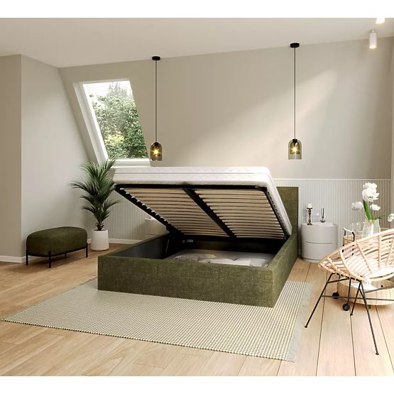 Tapecirani krevet TULSA 160 x 200 cm - Maslinasto zelena