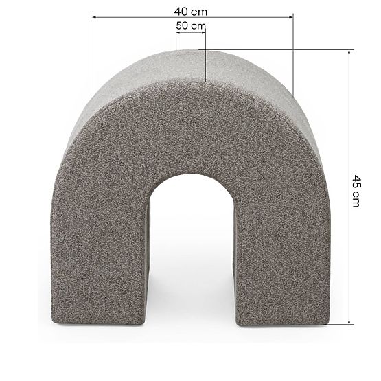 Tapecirani puf Arc, zaobljen, svijetlosmeđi