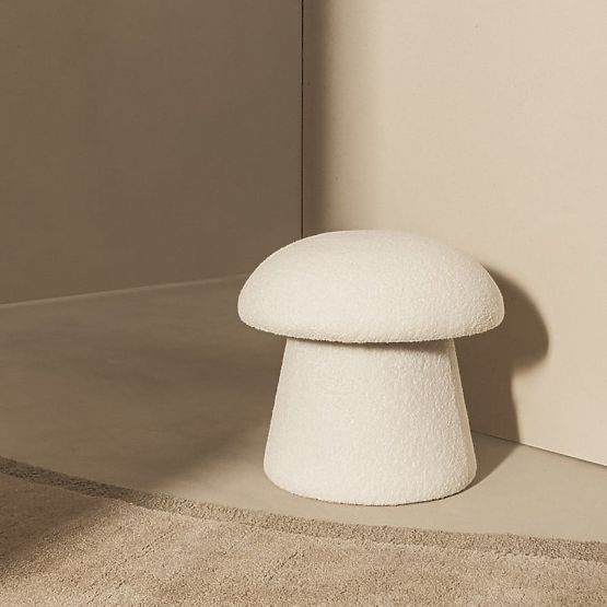 Tapecirani puf Cap, bijeli, boucle, obli oblici