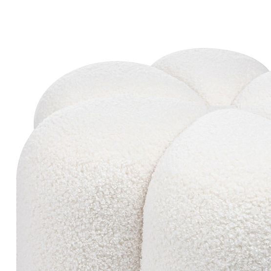 Tapecirani puf Quad, bijeli, boucle