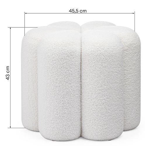 Tapecirani puf Quad, bijeli, boucle