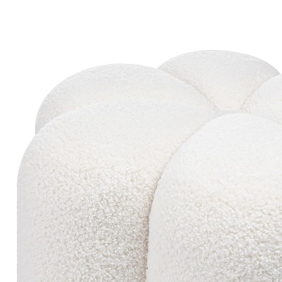 Tapecirani puf Quad, bijeli, boucle