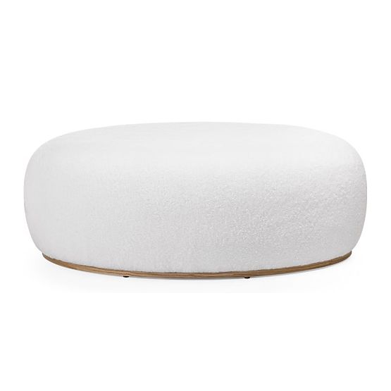 Tapecirani puf Stone, bijeli, obli oblik