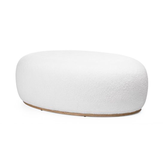 Tapecirani puf Stone, bijeli, obli oblik