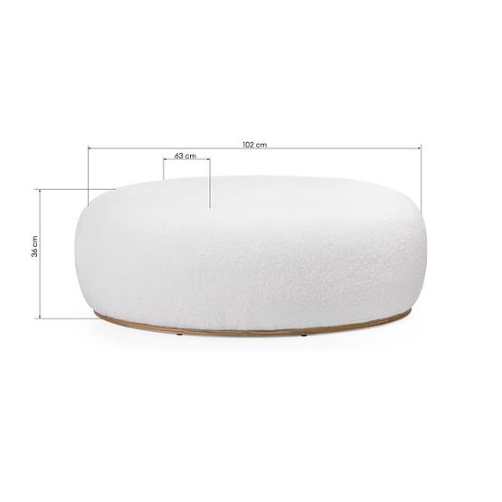 Tapecirani puf Stone, bijeli, obli oblik