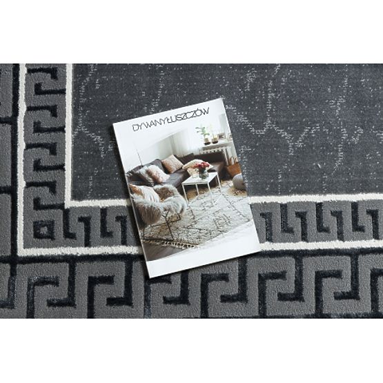 Tepih ALLURE 1960 grčki ključ, okvir - Strukturalni, stilski, glamur siva