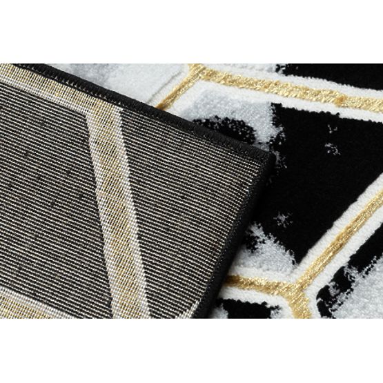 Tepih ALLURE 1966 Kocka 3D - Strukturni, stilski, glamur crna / zlato