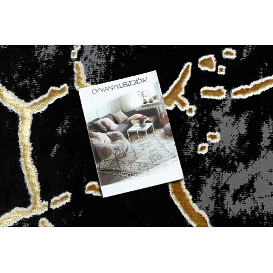 Tepih ALLURE 1967 Mramor - Strukturalni, stilski, glamur crna / zlato