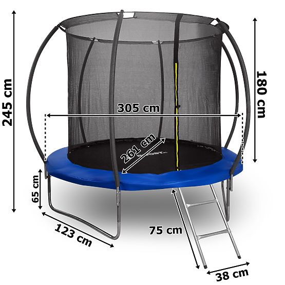 Trampolin s mrežom i ljestvama HENZEN 244 cm plava FT 8