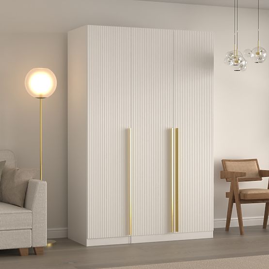 Trodijelni ormar Neroli, jednostavni utori, bijeli