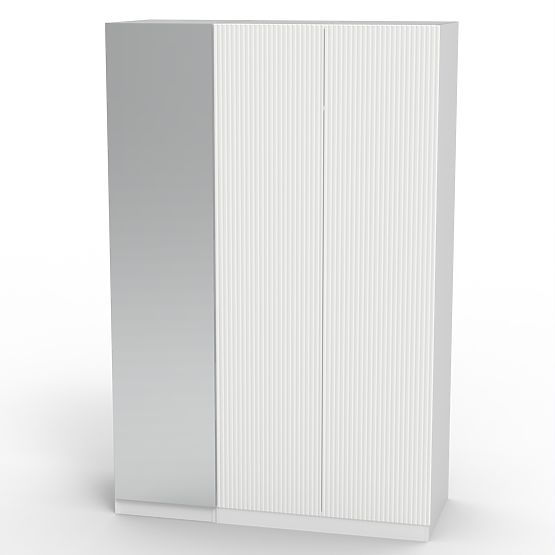 Trodijelni ormar Neroli, ogledalo/jednostavni utori, bijela