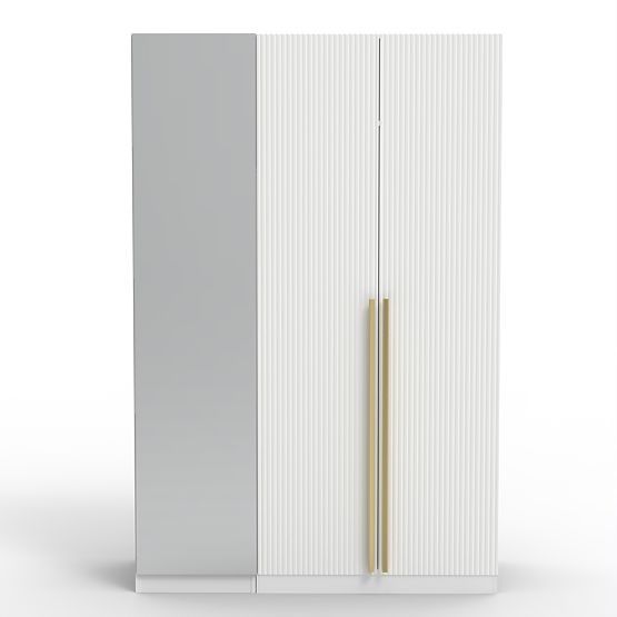 Trodijelni ormar Neroli, ogledalo/jednostavni utori, bijela