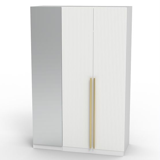 Trodijelni ormar Neroli, ogledalo/jednostavni utori, bijela