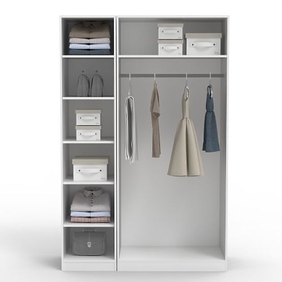 Trodijelni ormar Neroli, ogledalo/panel luk, bijela