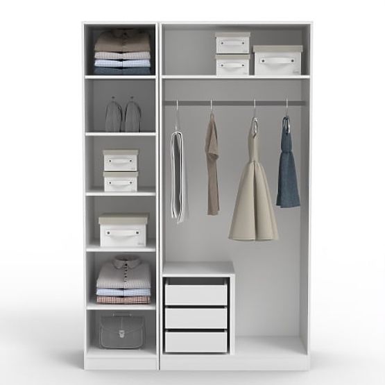 Trodijelni ormar Neroli, ogledalo/panel luk, bijela