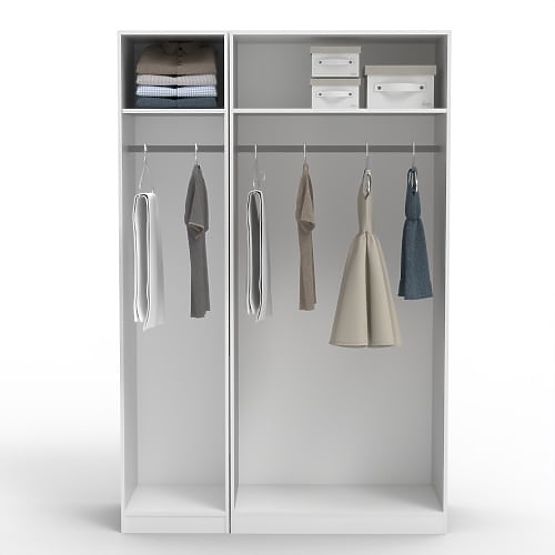 Trodijelni ormar Neroli, utori u luku, bijela