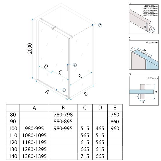 Tuš kabina REA Montana Zlatni Četkani 100x100